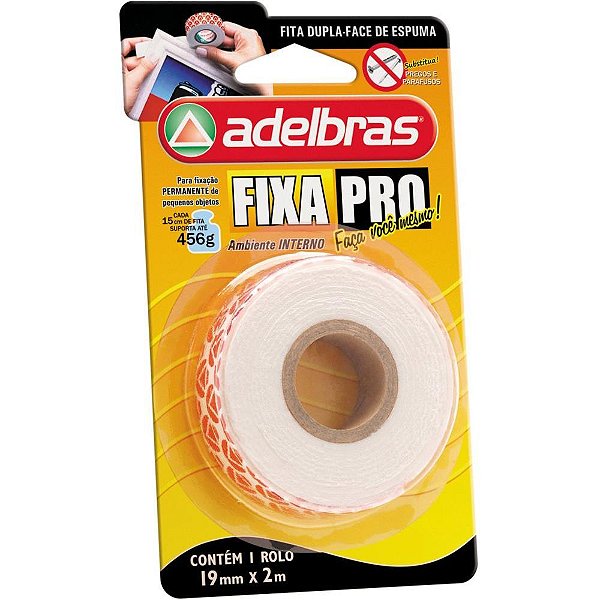 Fita dupla face fixa pro espuma 19mmx2m - adelbras (unidade)