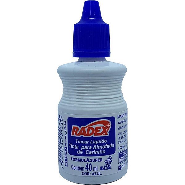 Tinta para carimbo 40ml azul - radex (cx.c/12)