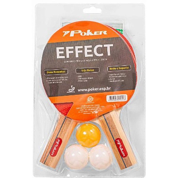 Raquete para ping pong conj. raquete+3bolas+suporte - poker (unidade)