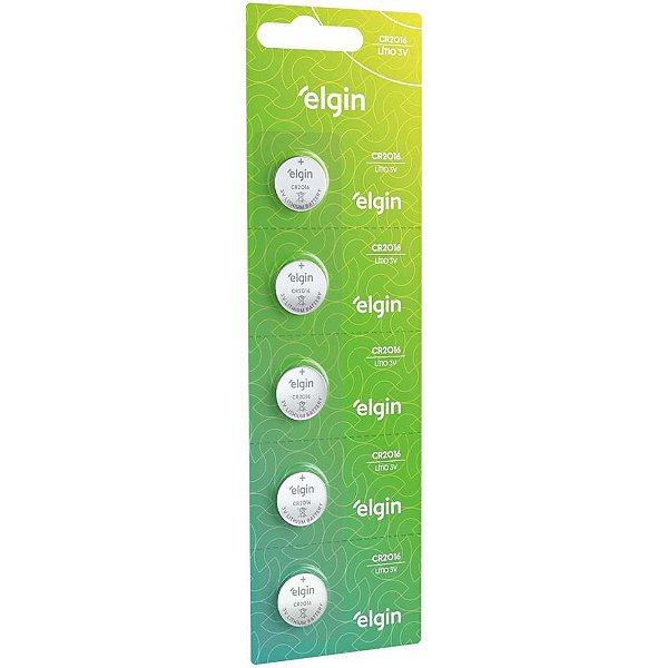 Pilha bateria botao cr2016 3v lithium - elgin (ct.c/05)