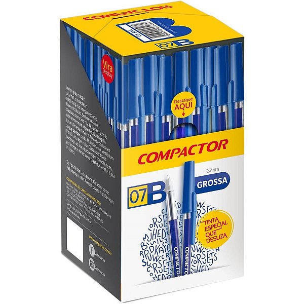 Caneta esferografica 1.2mm b azul - compactor (cx.c/50)