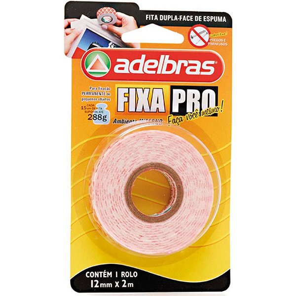 Fita dupla face fixa pro espuma 12mmx2m - adelbras (unidade)