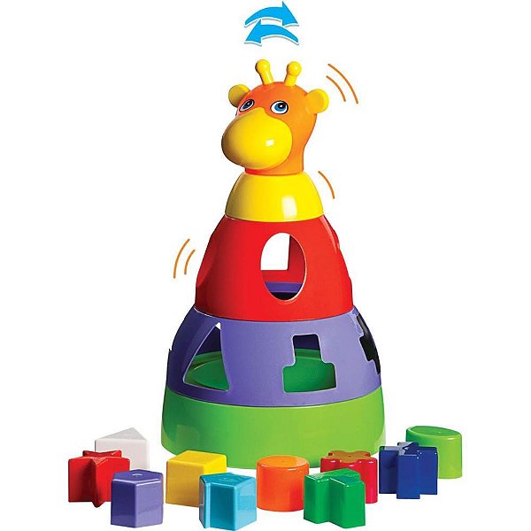 Brinquedo educativo girafa didatica c/blocos - merco toys (unidade)