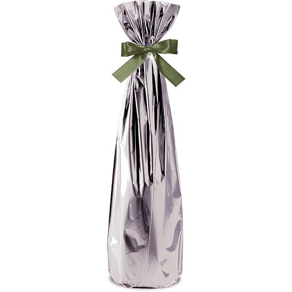 Embalagem para garrafa saco metalizado prata 15x44cm - cromus (pct.c/50)