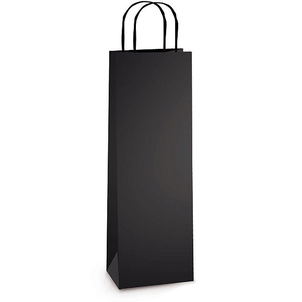 Embalagem para garrafa sacola preta fosca 35x13x8cm - cromus (pct.c/10)