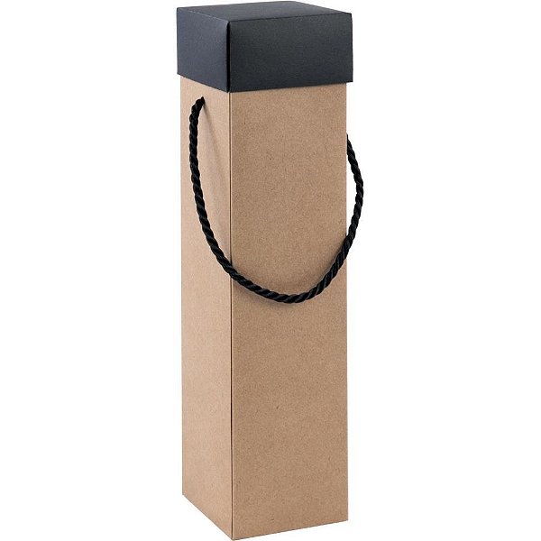 Embalagem para garrafa caixa kraft/preta 8x8x33cm - cromus (pct.c/10)