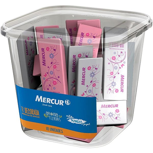 Borracha decorada tr rosa/branca - mercur (pote-18)
