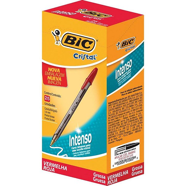 Caneta esferografica cristal bold vermelha - bic (cx.c/25)