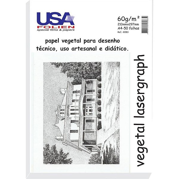 Papel vegetal a4 60g. 210x297mm - usa folien (cx.c/50)