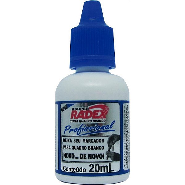 Tinta marcador quadro branco reabastecedor 20ml azul - radex (cx.c/12)