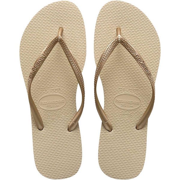 Chinelo havaianas feminino slim 35/6 areia/dourado - havaianas (par)