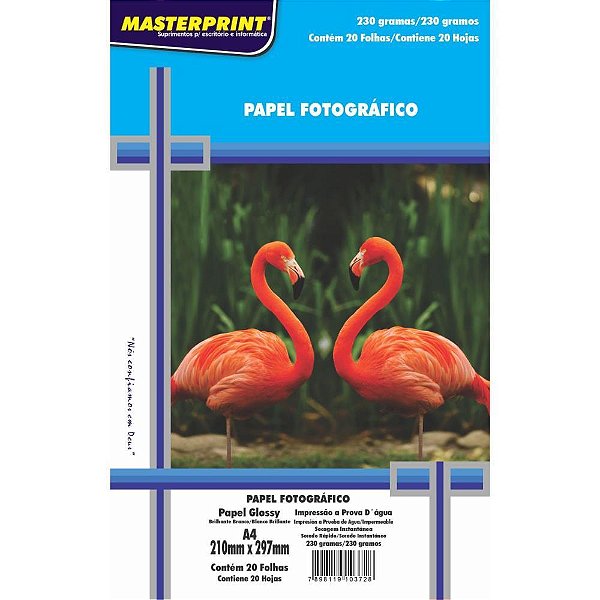 Papel fotografico inkjet a4 glossy 230g - masterprint (pct.c/20)