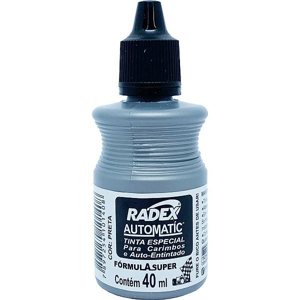 Tinta para carimbo 40ml preta automatico - radex (cx.c/12)