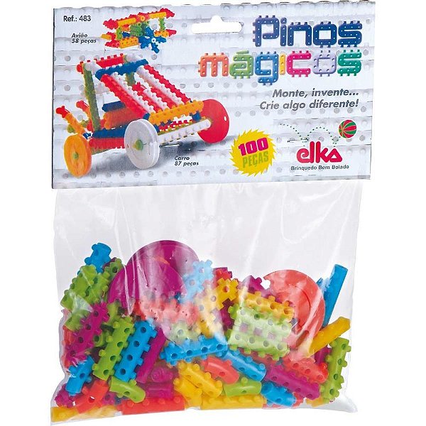 Brinquedo para montar pinos magicos 100 pecas - elka (unidade)