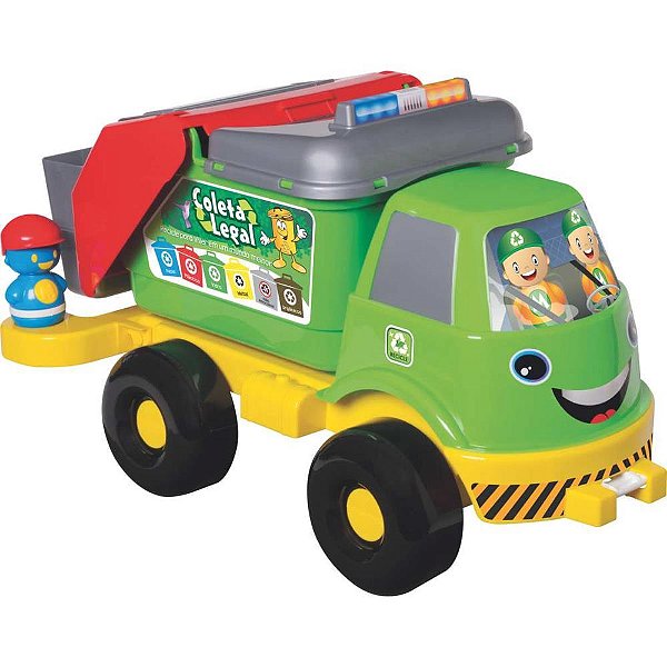 Caminhao coleta seletiva grande c/som - merco toys (unidade)