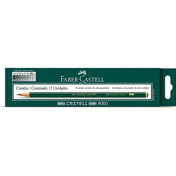 Lapis preto tecnico 9000 h preto - faber-castell (cx.c/12)