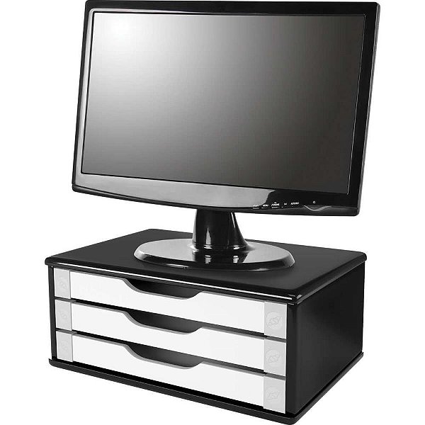 Suporte para monitor 3gavetas 39x26x16 mdf pt/bc - souza (unidade)