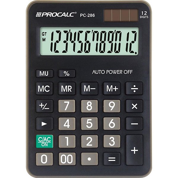 Calculadora de mesa 12 dig. gde. preta pc286 - procalc (unidade)