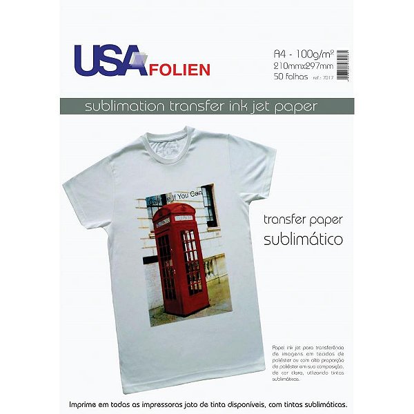 Papel transfer p/sublimacao a4 100g - usa folien (pct.c/50)