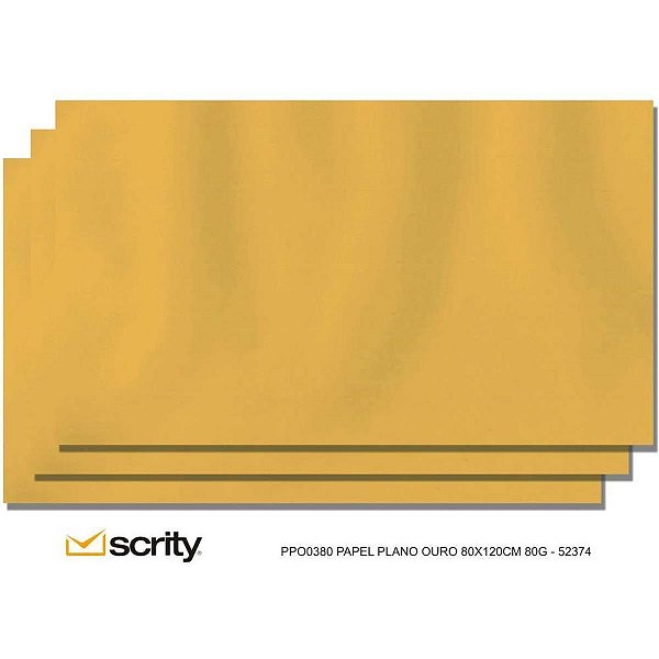 Papel kraft folha 80x120cm 80g ouro - scrity (pct/100)