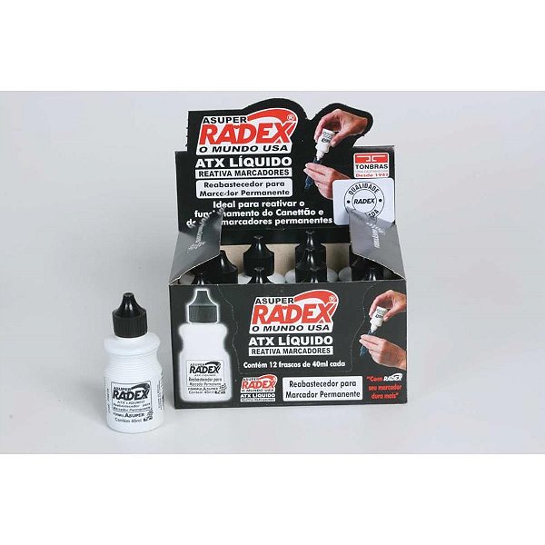 Tinta marcador permanente reabastecedor 40ml preto - radex (cx.c/12)
