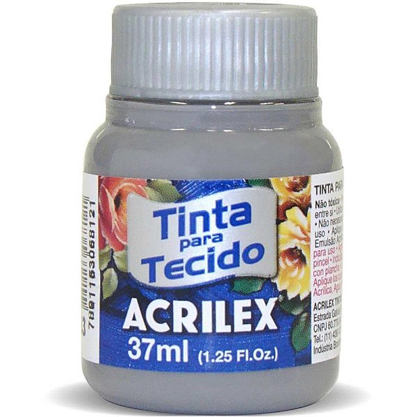 Tinta para tecido fosca 37ml cinza - acrilex (duzia)
