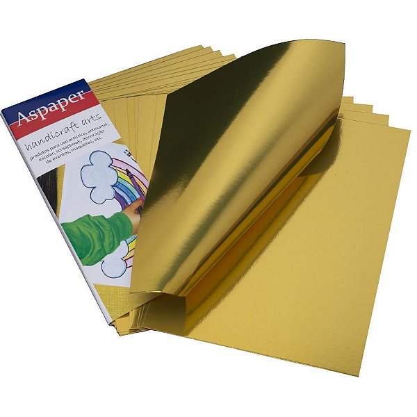 Papel laminado ouro 210x297mm 250g - usa folien (pct.c/10)