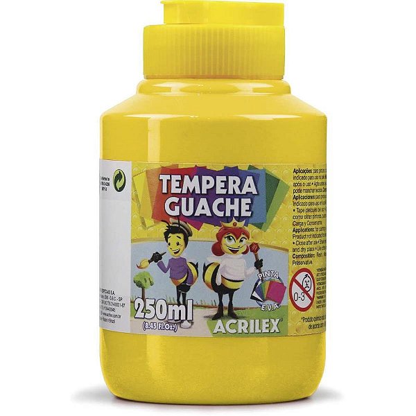 Tinta guache 250ml amarelo ouro - acrilex (pct.c/03)