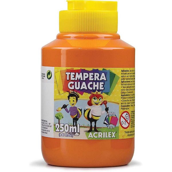 Tinta guache 250ml laranja - acrilex (pct.c/03)