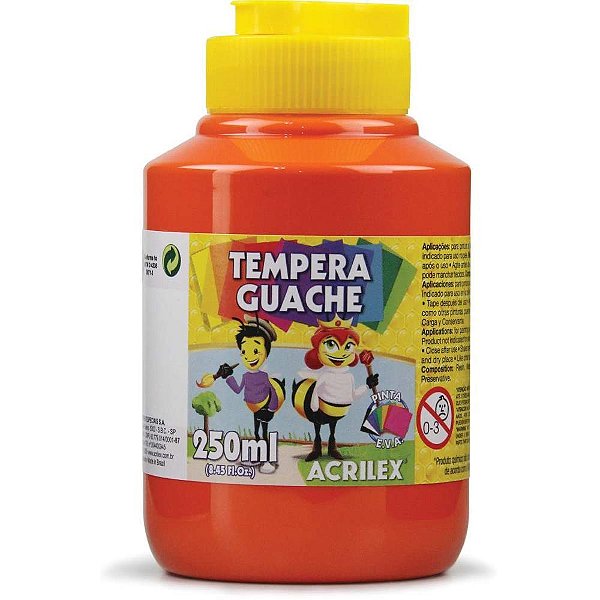 Tinta guache 250ml vermelho fogo - acrilex (pct.c/03)