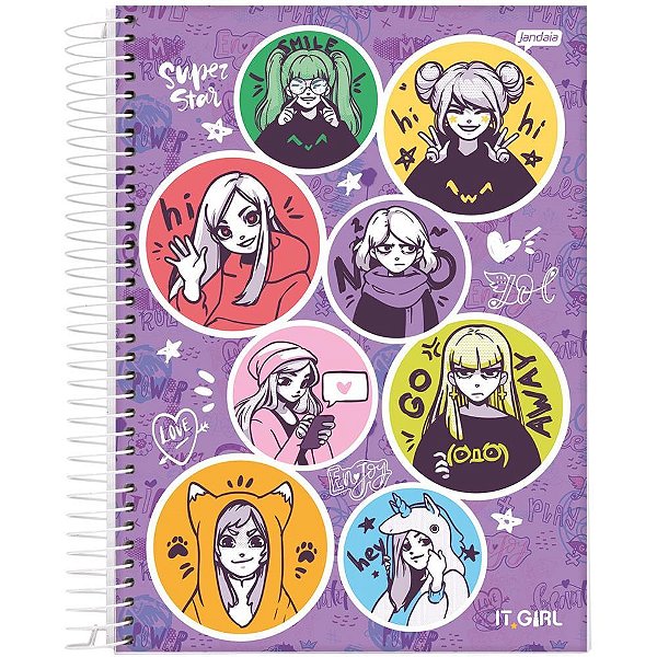 Caderno 10x1 capa dura it girl 200fls. - jandaia (pct.c/04)