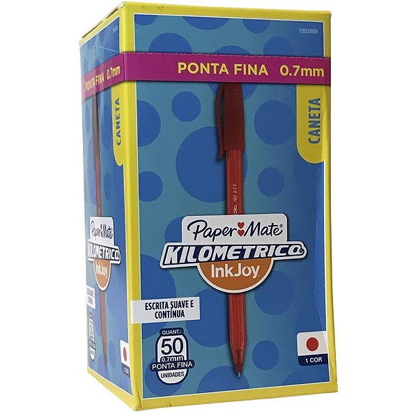 Caneta esferografica kilometrica 100 fina vermelha - paper mate (cx.c/50)