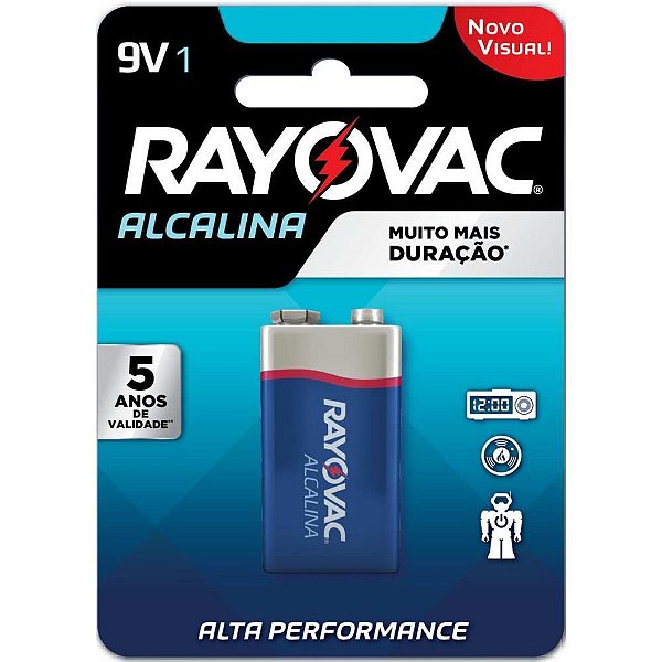 Pilha bateria 9v alcalina 12 blisters x 1 unid. - rayovac (caixa)