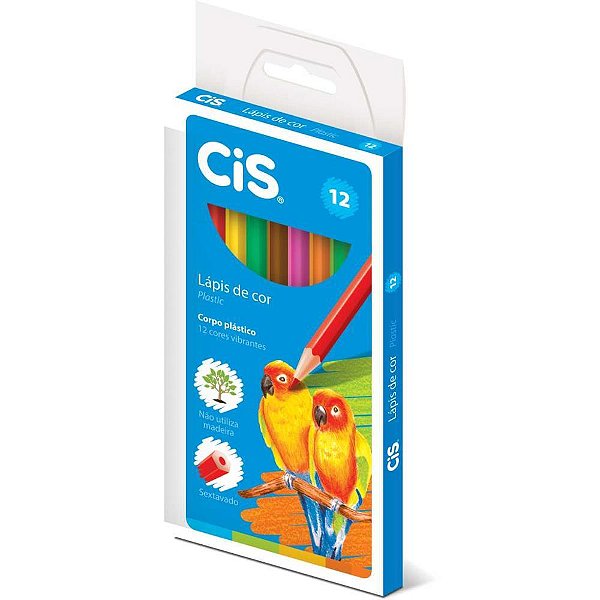 Lapis de cor sextavado cis plastic 12 cores - sertic (pct.c/12)