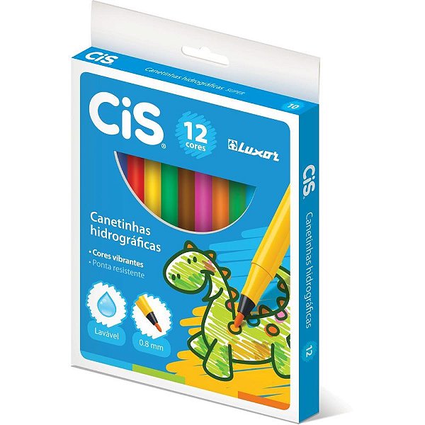 Caneta hidrografica cis luxor 12 cores - sertic (pct.c/12)