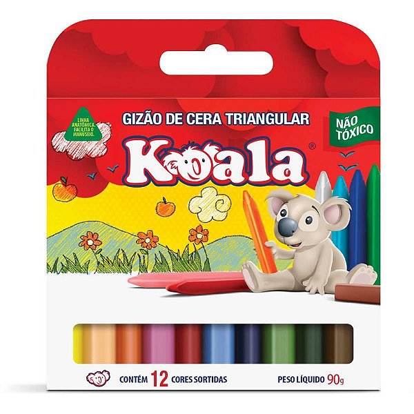 Giz de cera jumbo 12 cores koala triangular - delta (pct.c/12)
