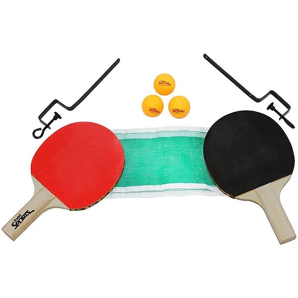 Raquete para ping pong kit c/ raquete+3bolas+rede - bel (kit)