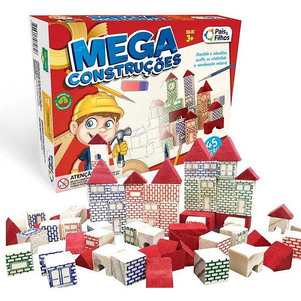 Brinquedo para montar mega construções 45 pecas - pais e filhos (unidade)