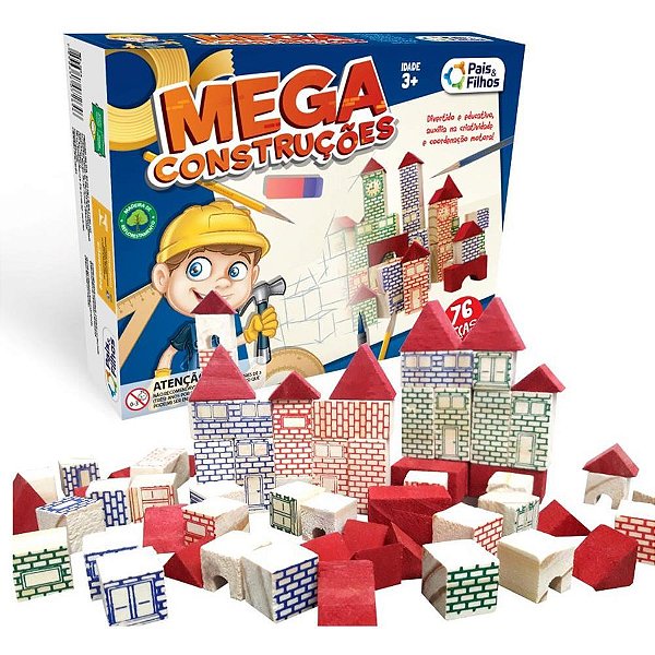 Brinquedo para montar mega construcoes 76 pecas - pais e filhos (unidade)