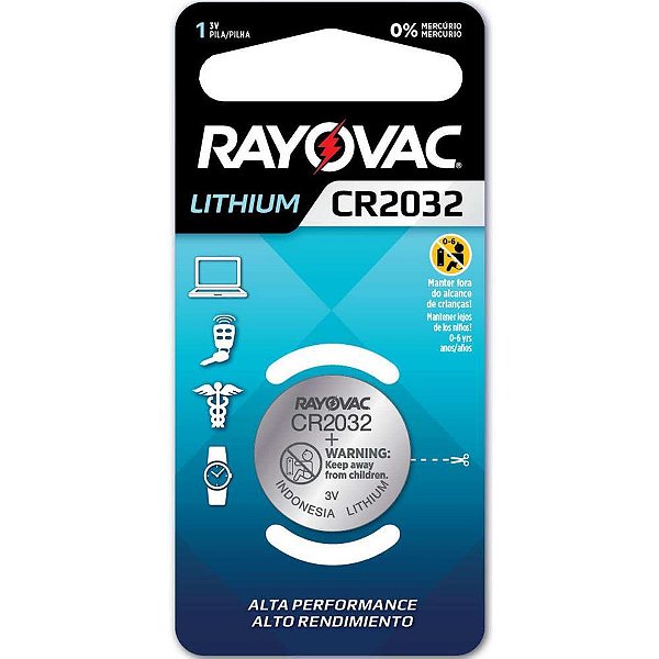 Pilha bateria botao cr2032 3v. lithium - rayovac (cx.c/06)