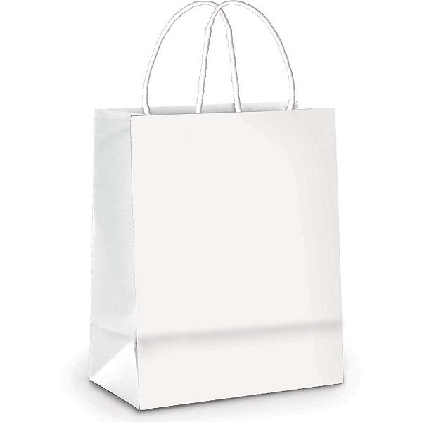 Sacola para presente lisa branca m 26x19x9cm. - cromus (pct.c/10)