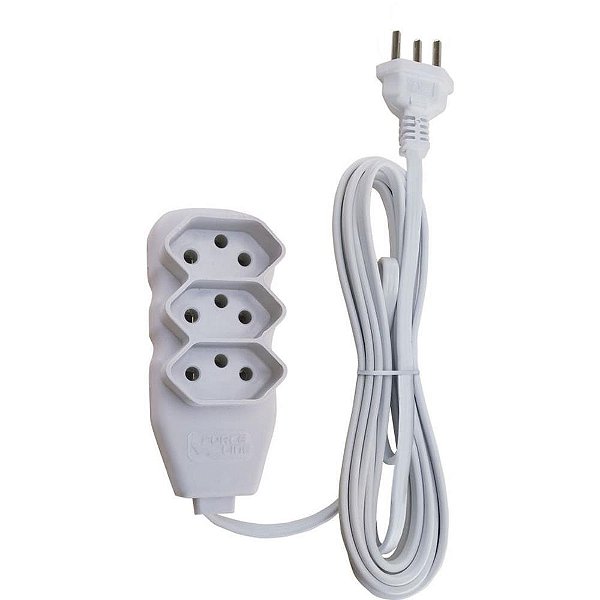 Extensao eletrica tripolar 3m 3 tomadas slim br - force line (unidade)