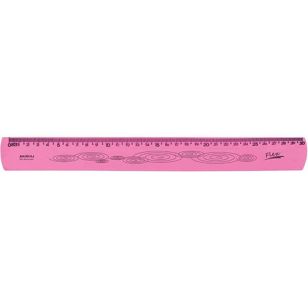 Regua mole neon flexivel 30cm. rosa - maxcril (pct.c/10)