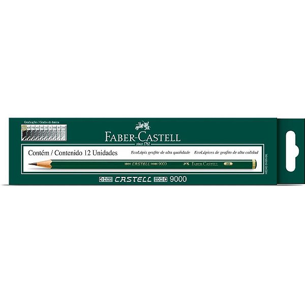 Lapis preto tecnico 9000 8b preto/macio - faber-castell (cx.c/12)