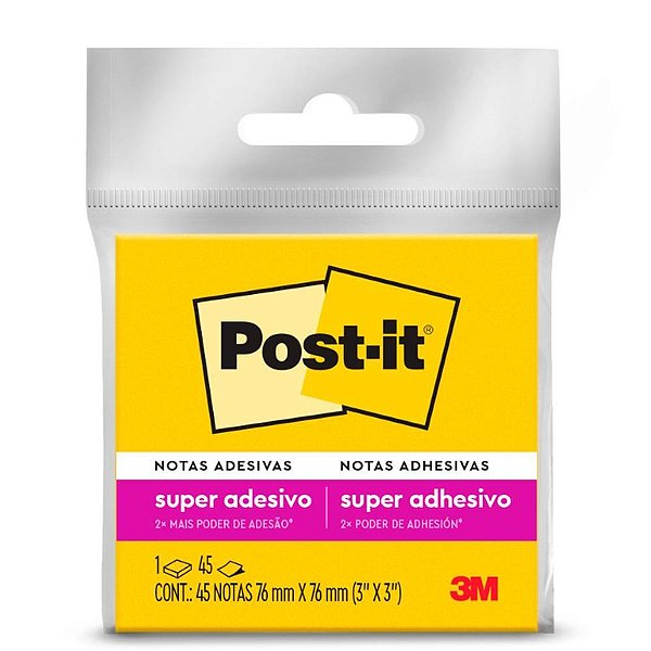 Bloco de recado post-it 76x76mm amarelo neon 45fls. - 3m (unidade)