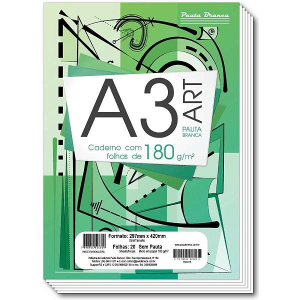 Bloco tecnico sem margem desenho a-3 180g.20fls.branco - pauta branca (pct.c/05)