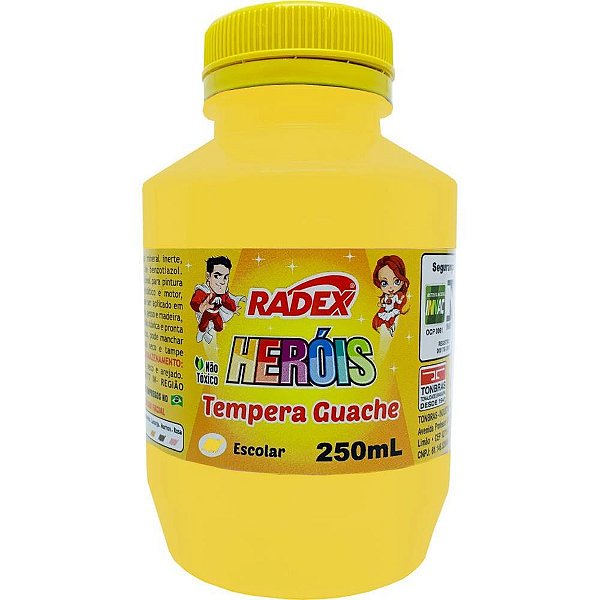 Tinta guache 250ml amarelo - radex (pct.c/03)