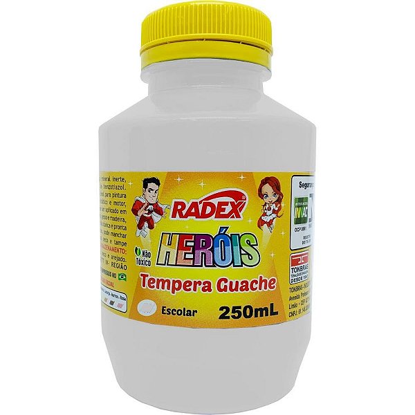 Tinta guache 250ml branco - radex (pct.c/03)