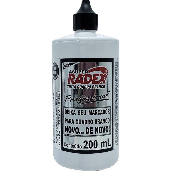 Tinta marcador quadro branco reabastecedor 200ml preto - radex (unidade)
