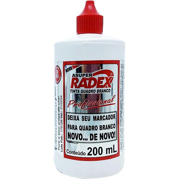 Tinta marcador quadro branco reabastecedor 200ml vermelho - radex (unidade)